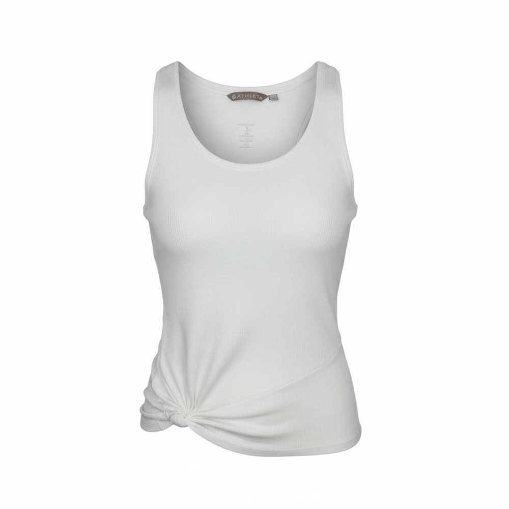 Athleta Linen Women’s White Tank Top with Side Knot Detail Size Small